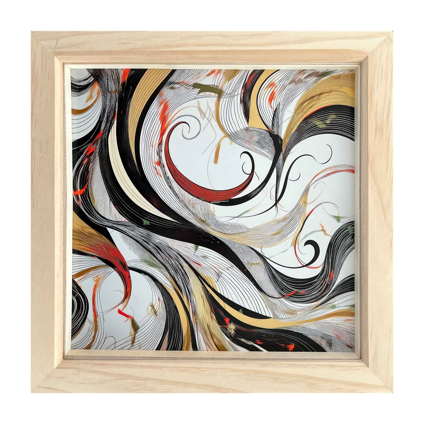Abstract artwork with swirling patterns in a wooden box frame from Ximago