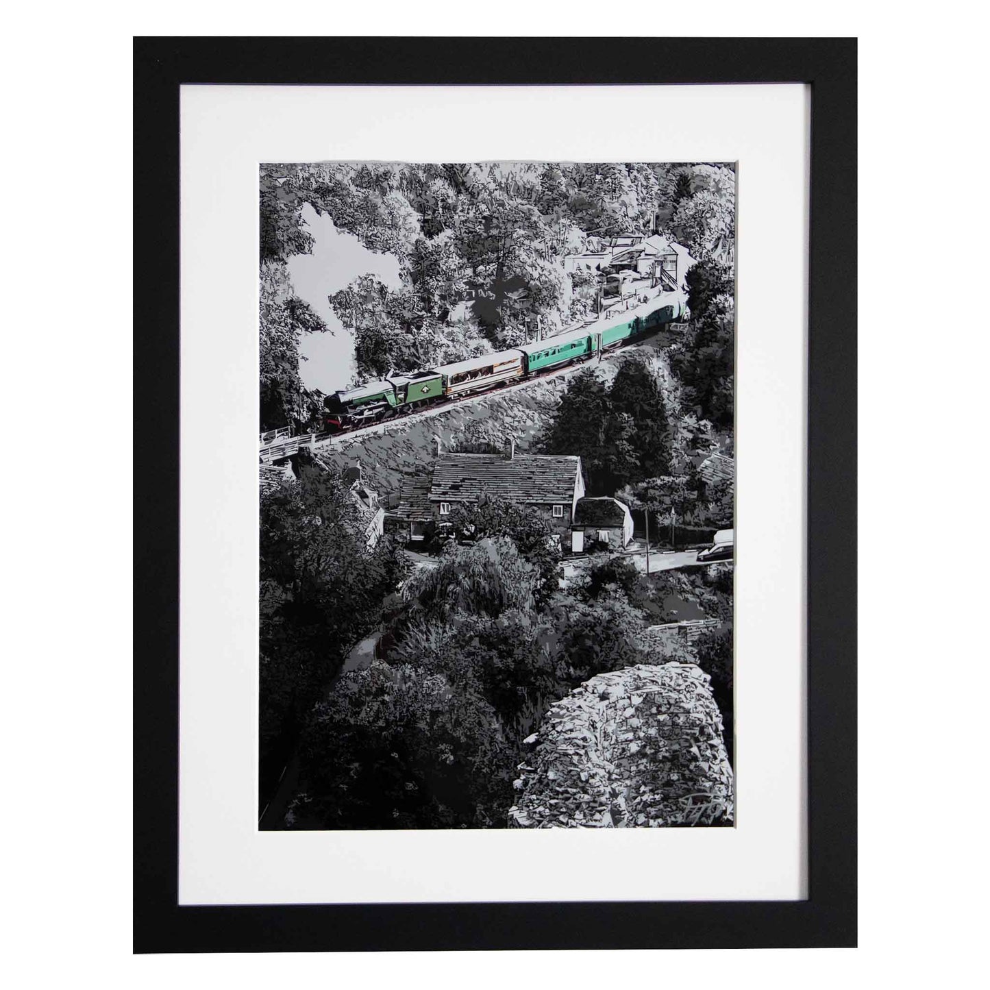 Steam Train - Corfe Mullen, UK, a framed modern art print from the Ximago store