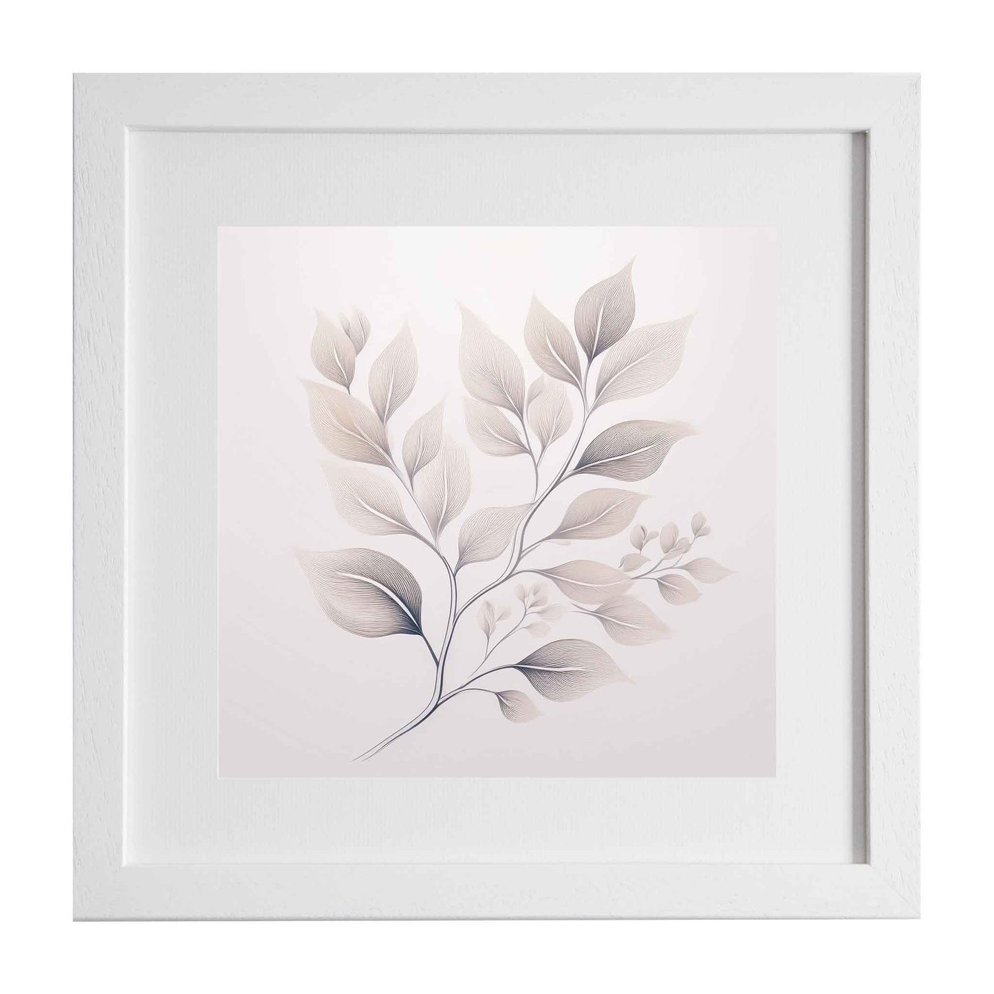 Zinnia,, neutral coloured branch and leaves, a stylish art print form Ximago