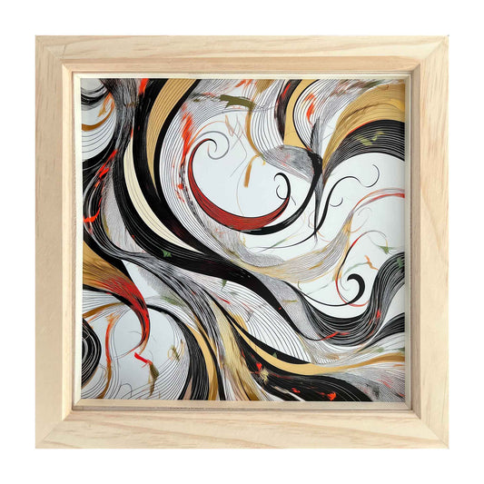 Abstract artwork with swirling patterns in a wooden box frame from Ximago