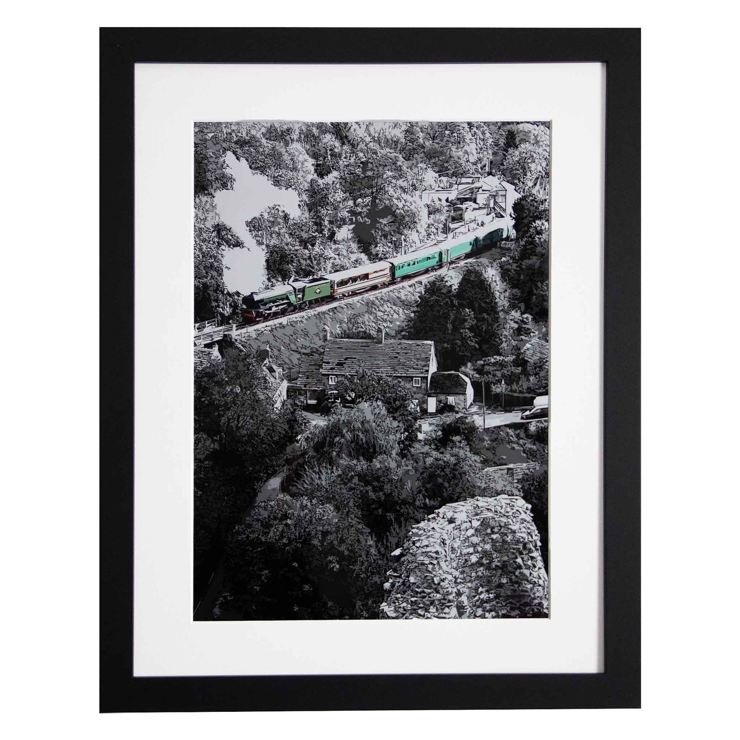 Steam Train - Corfe Mullen, UK, a framed modern art print from the Ximago store