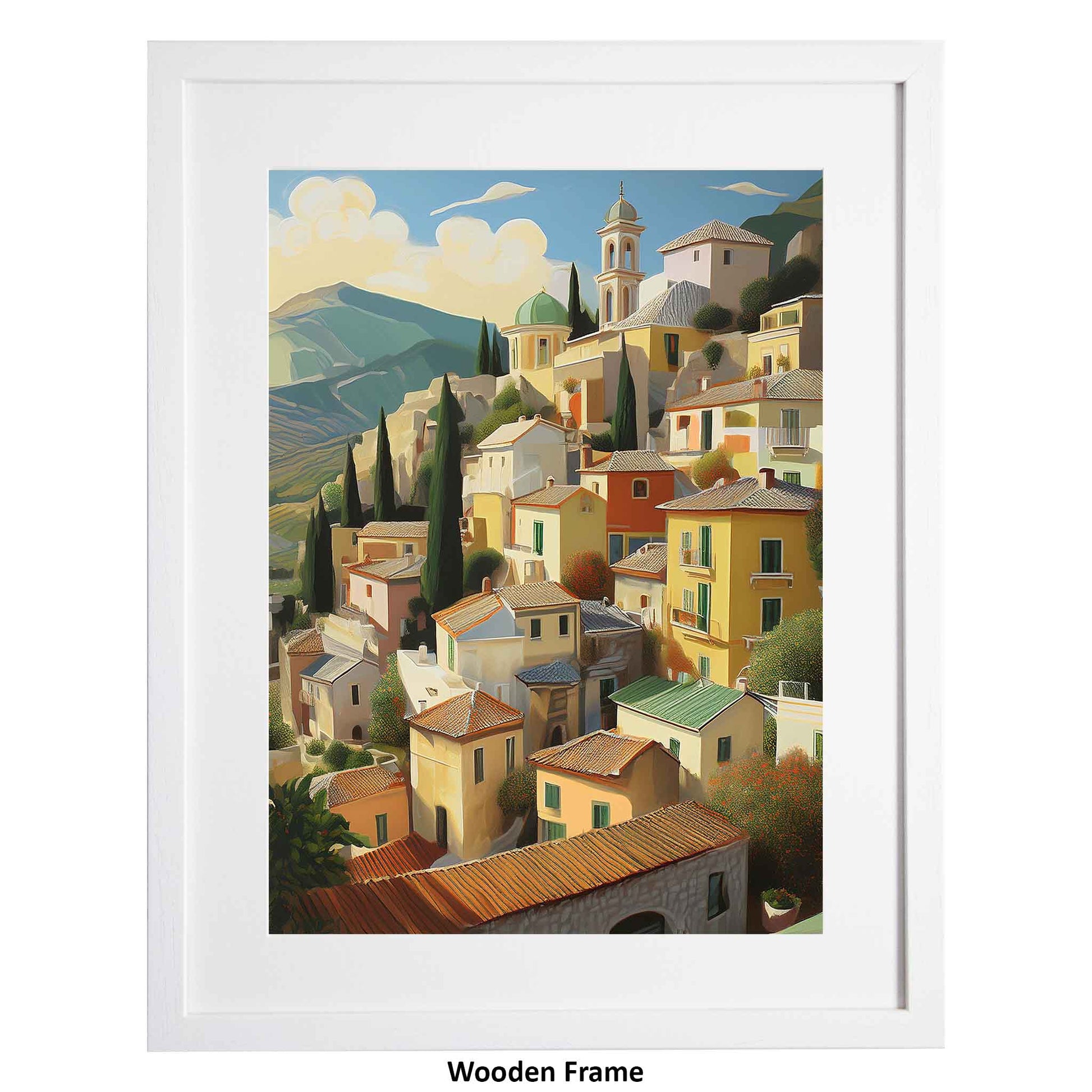 Italian Themed Village, a framed modern art print from the Ximago store