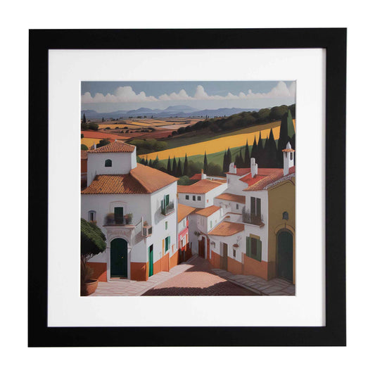 Estilo - Spanish themed village, a framed modern art print from the Ximago store