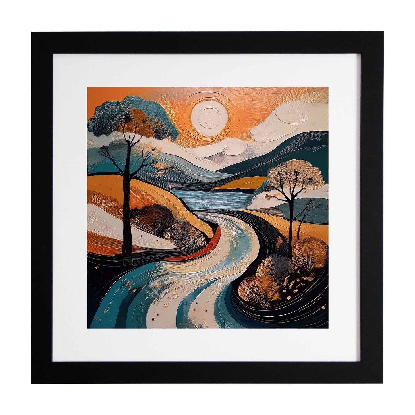 Aerona, a bold abstract image of a river country scene
