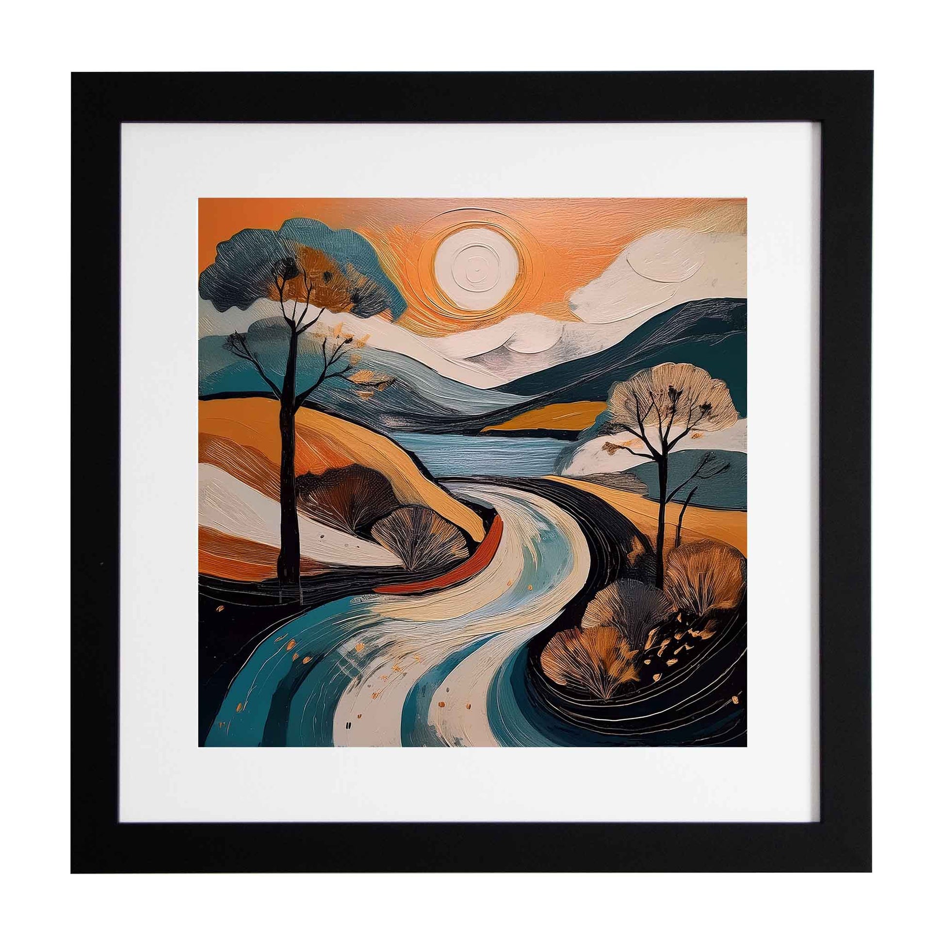 Aerona, a bold abstract image of a river country scene