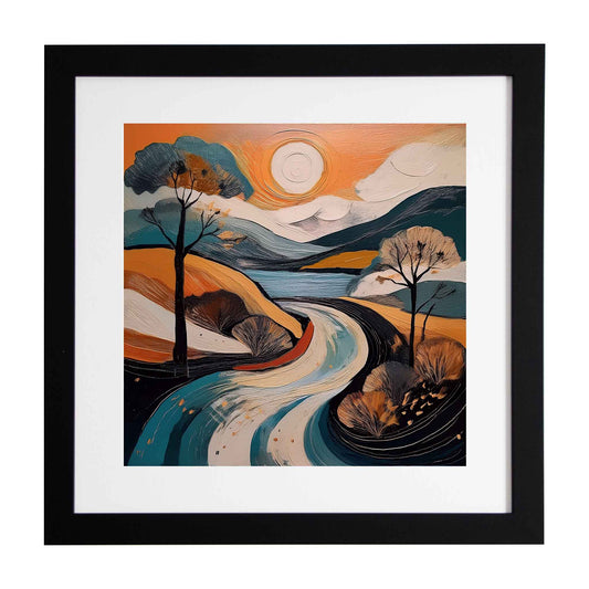 Aerona, a bold abstract image of a river country scene