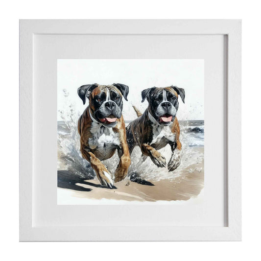 framed art print of a pair of boxer dogs from Ximago