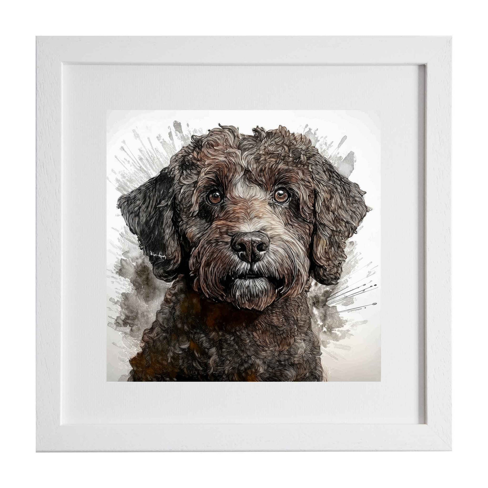 Doodle, Framed art print in a modern style of a Labradoodle dog from Ximago.