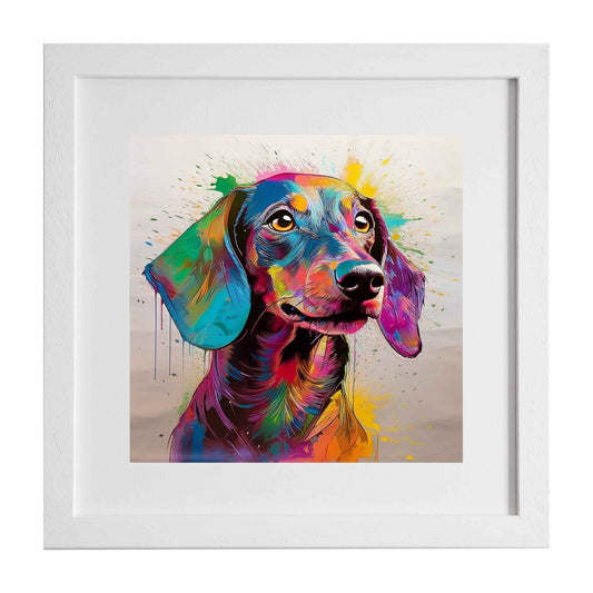 Colorful abstract painting of a dachshund dog by Ximago