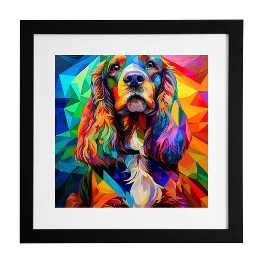 Framed colorful abstract painting of a cocker spaniel from the Ximago store
