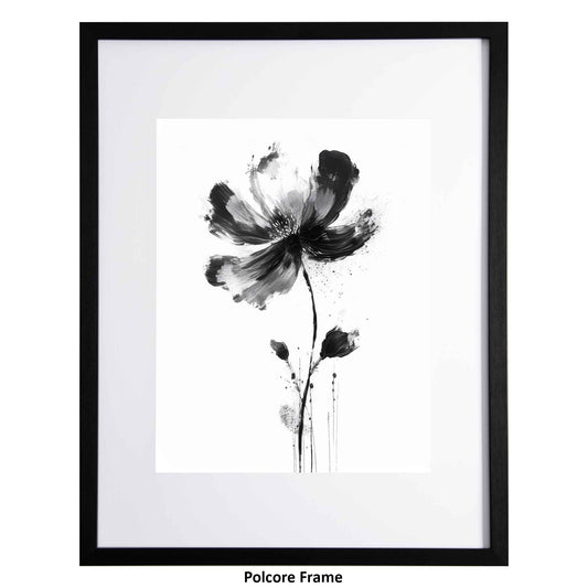 Tegwen, a framed modern art image of a single black flower, available form the Ximago store.