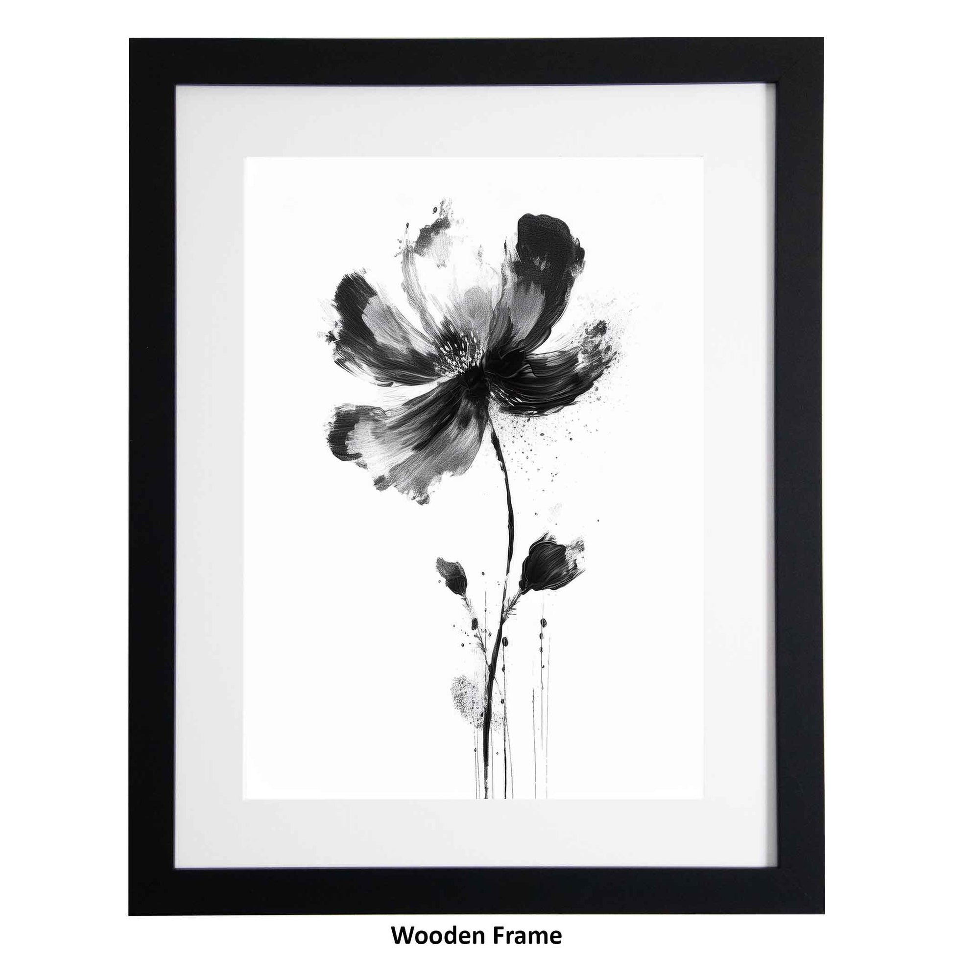 Tegwen, a framed modern art image of a single black flower, available form the Ximago store.