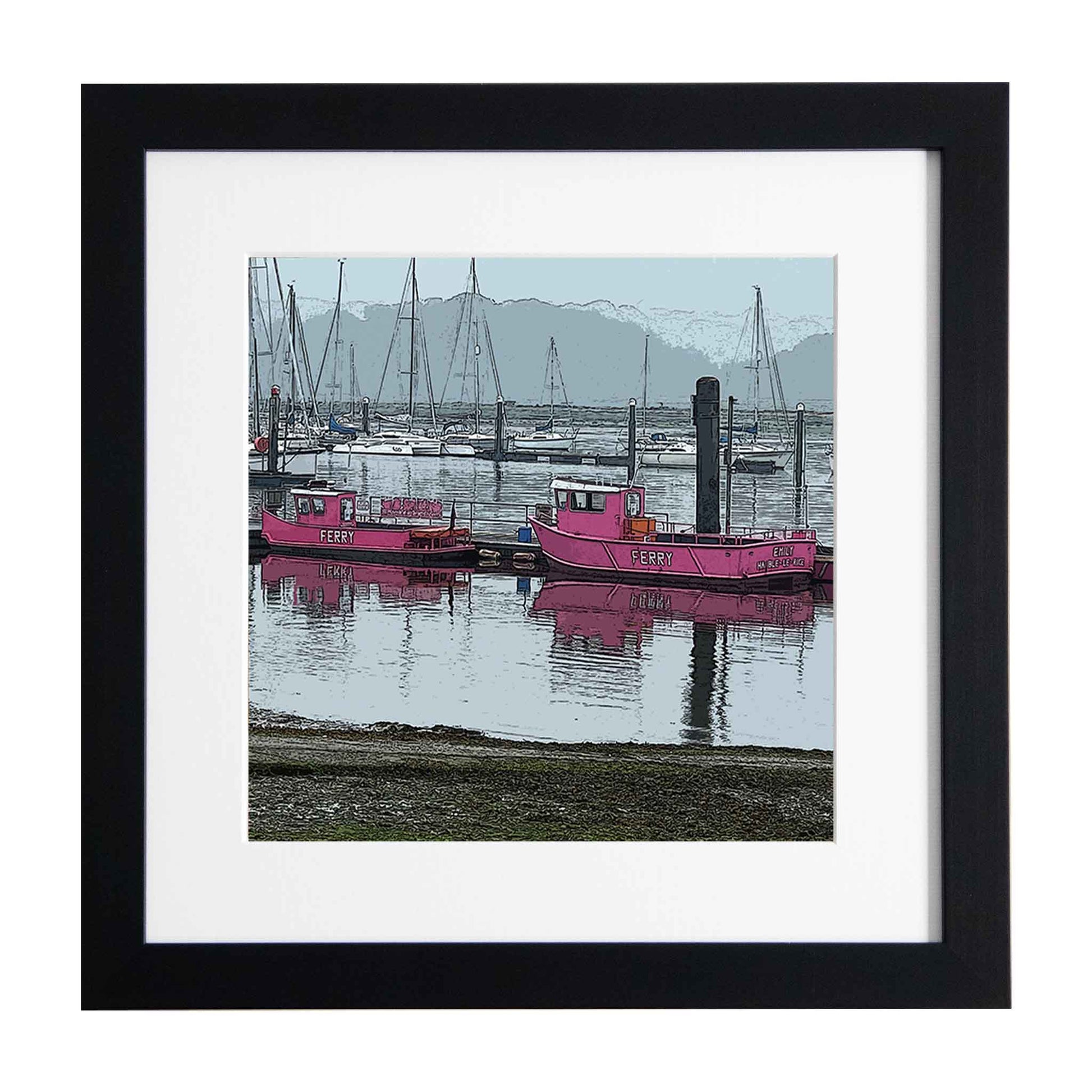 River hamble ferry in Hampshire, a framed modern art print from the Ximago store