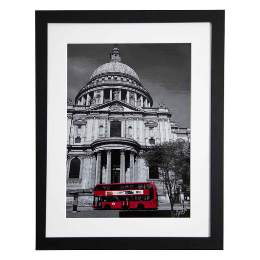 Red Bus and St. Pauls - London, a framed modern art print from the Ximago store
