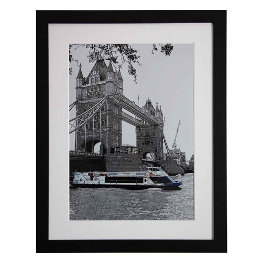 Tower Bridge & Boat - London, a framed modern art print from the Ximago store