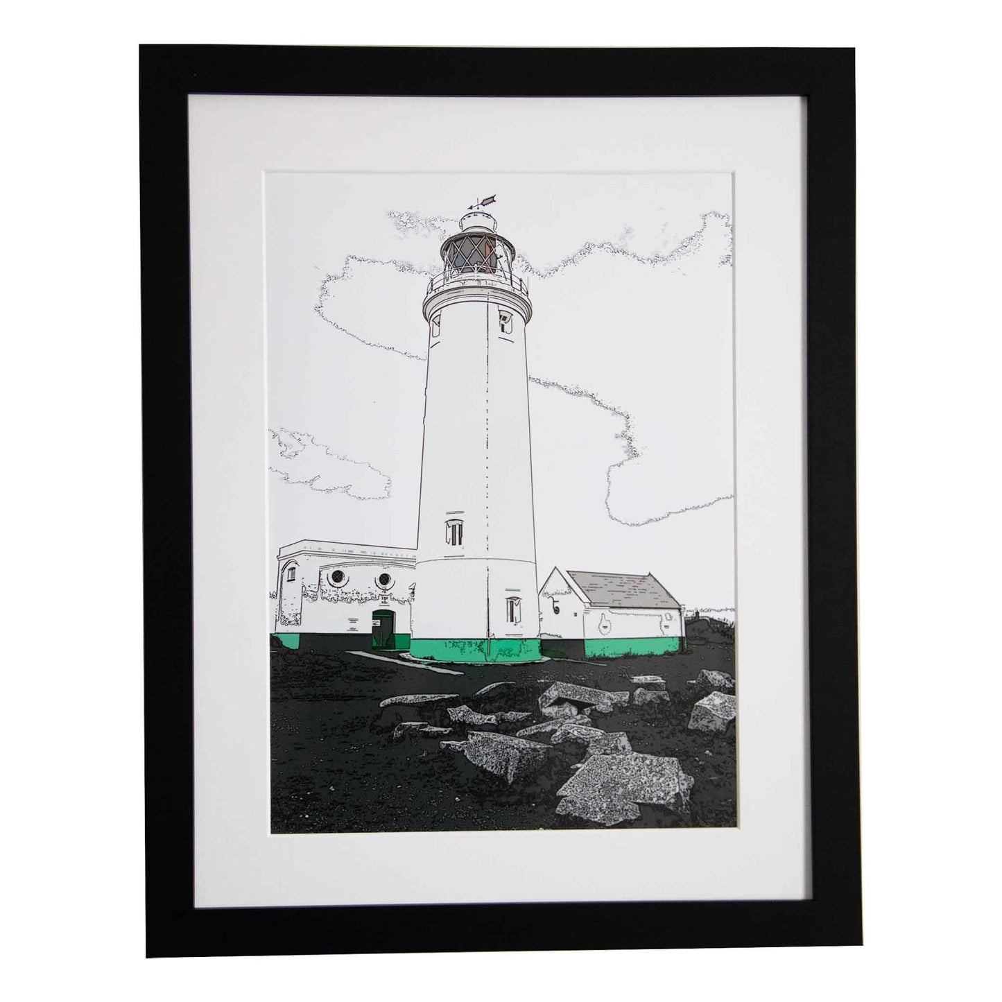 Hurst Point Lighthouse - UK, a framed modern art print from the Ximago store