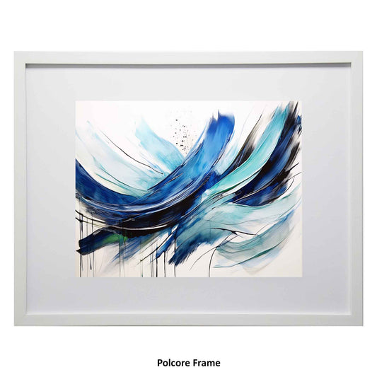 Sini- modern art print of an blue and green brushstrokes, a framed modern art print from the Ximago store 