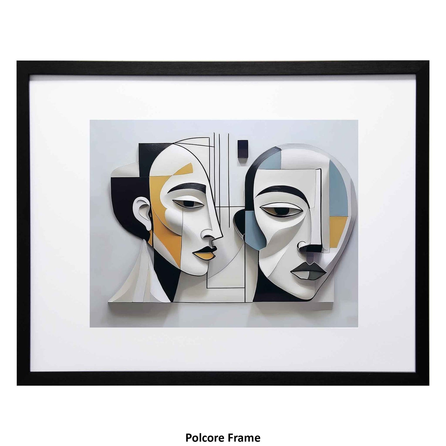 Lida - cubist style pair of faces, a framed modern art print from the Ximago store