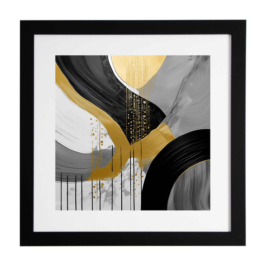 Dorato - Modern Art Print depicting an intricate pattern of black, gold and grey colours from the Ximago store.