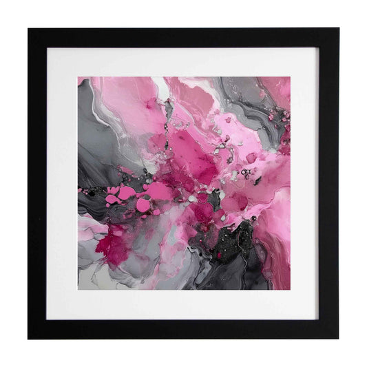 Delyth, pretty pink and grey modern art print from Ximago