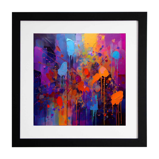 Marisol,  anabstract image creating a unique framed modern art print using a blend of dark and bold colours from the Ximago store.