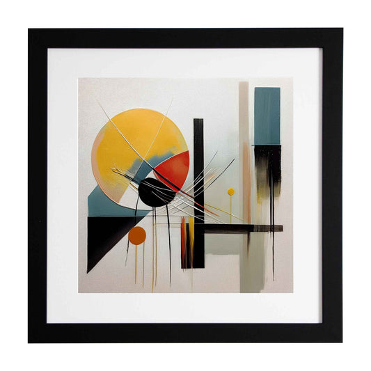 Luna, framed modern art print using bold colours using a variety of shapes and lines, from the Ximago store.