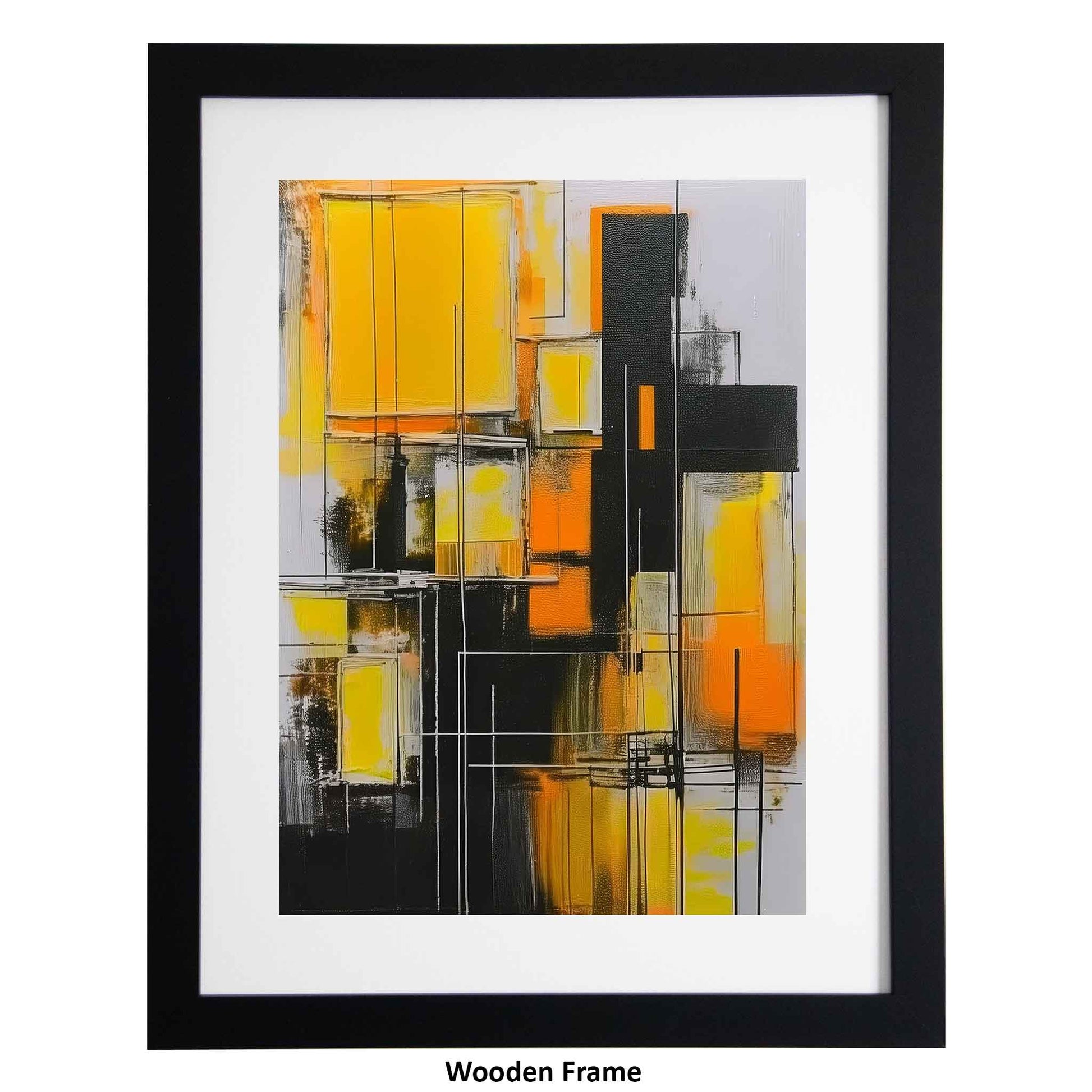 Abstract art piece with yellow, black, and gray colors from Ximago.