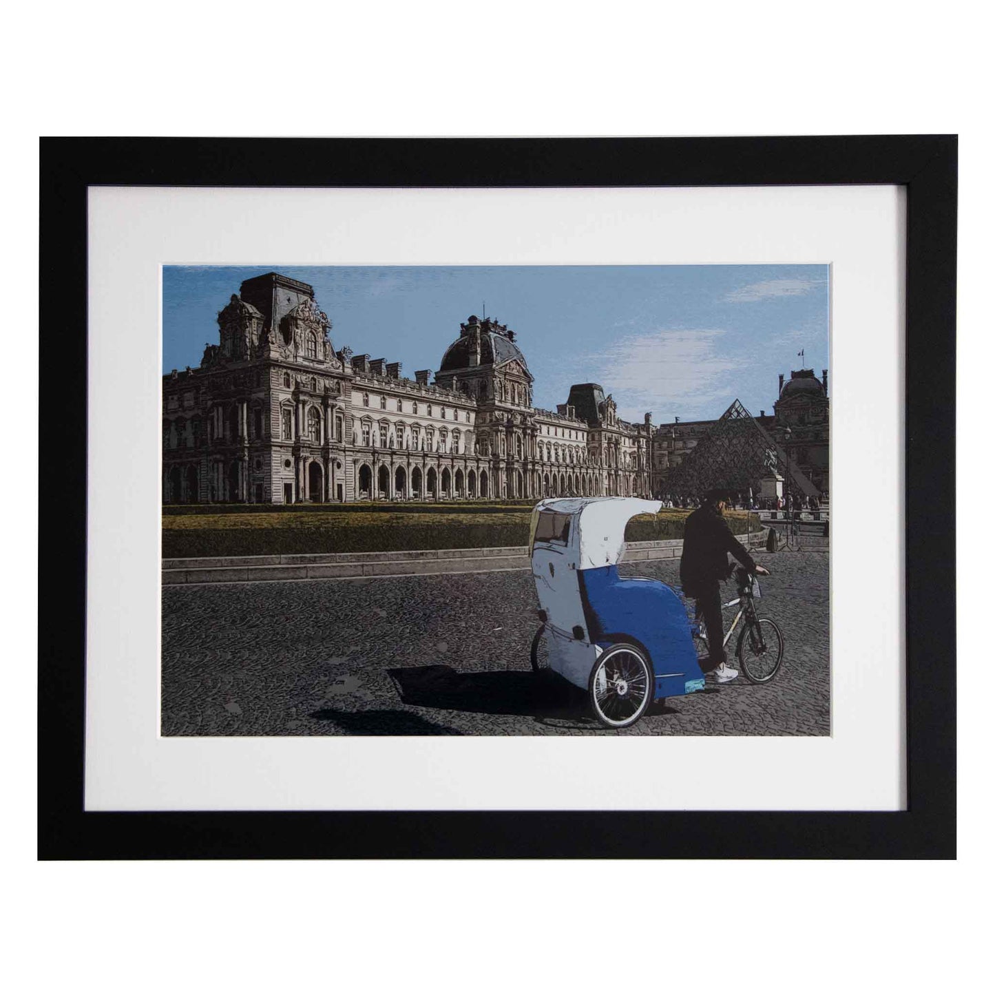 Taxi Bike at the Louvre - Paris, a framed modern art print from the Ximago store