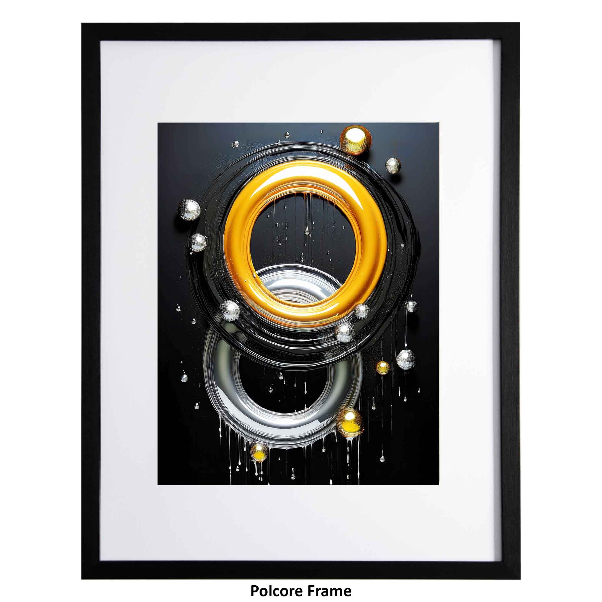 Agate - A set of colourful circles on a black background modern art print from the Ximago store