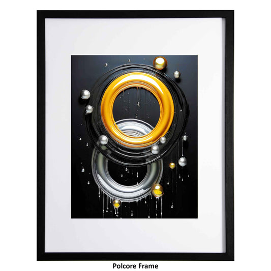 Agate - A set of colourful circles on a black background modern art print from the Ximago store
