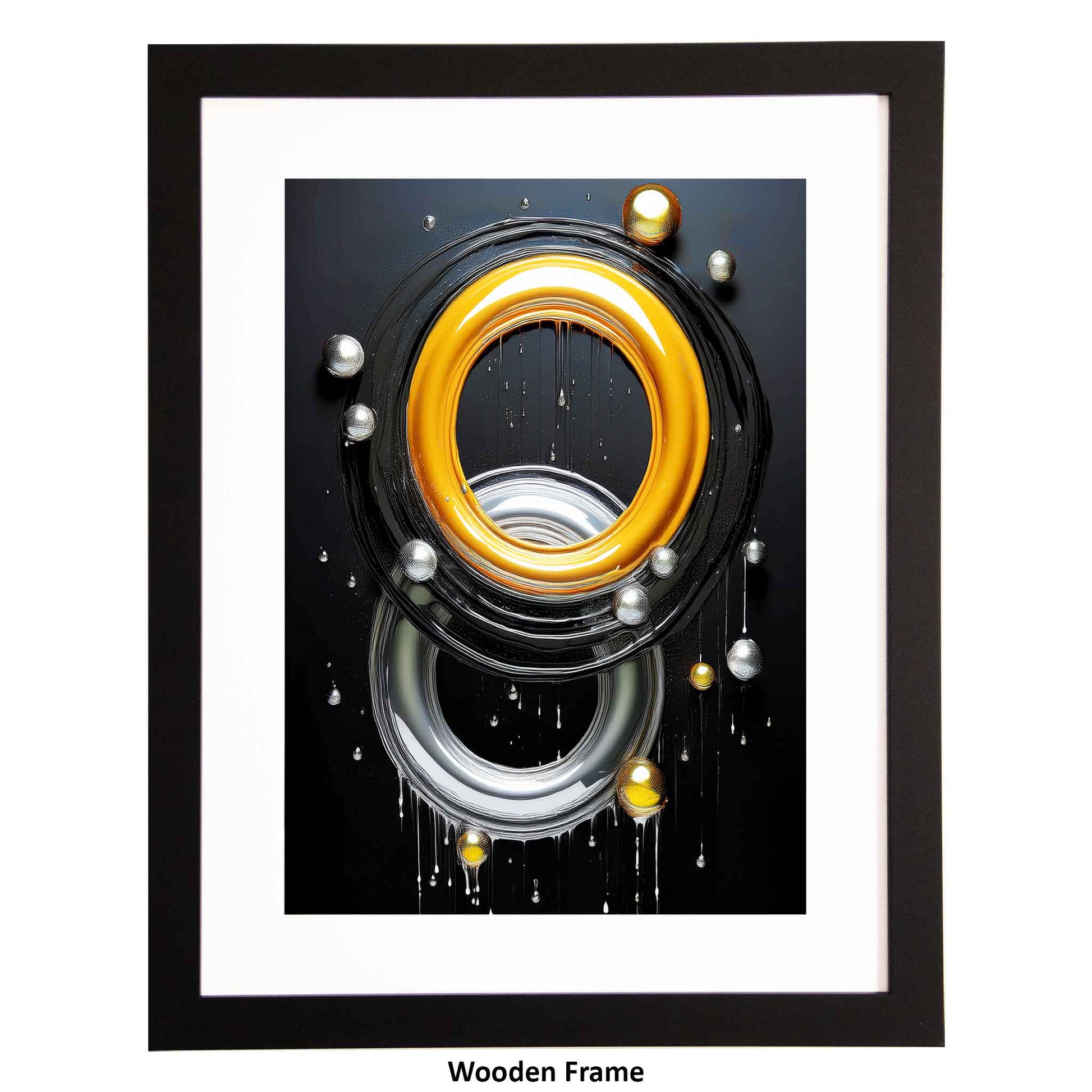 Agate - A set of colourful circles on a black background modern art print from the Ximago store