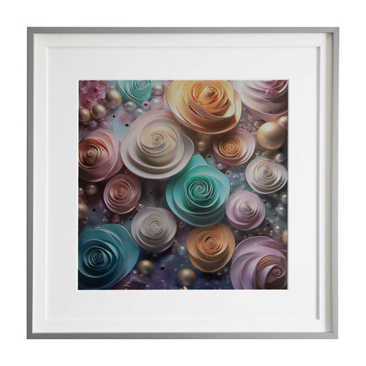 Colourful swirls and beads, a framed modern art print from the Ximago store
