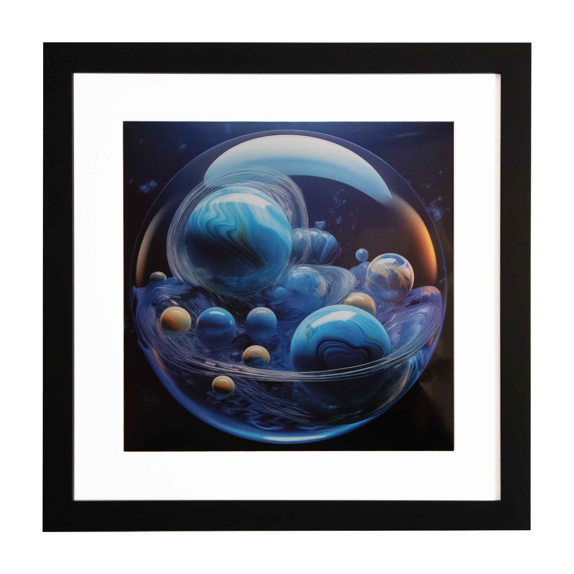 Dracos - Planets in a bubble, a framed modern art print from the Ximago store