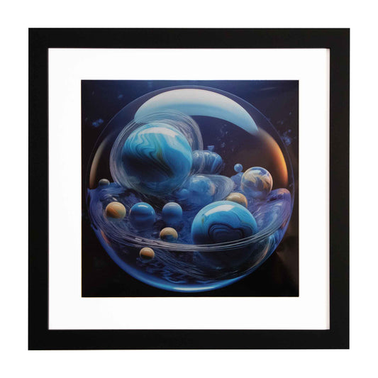 Dracos - Planets in a bubble, a framed modern art print from the Ximago store