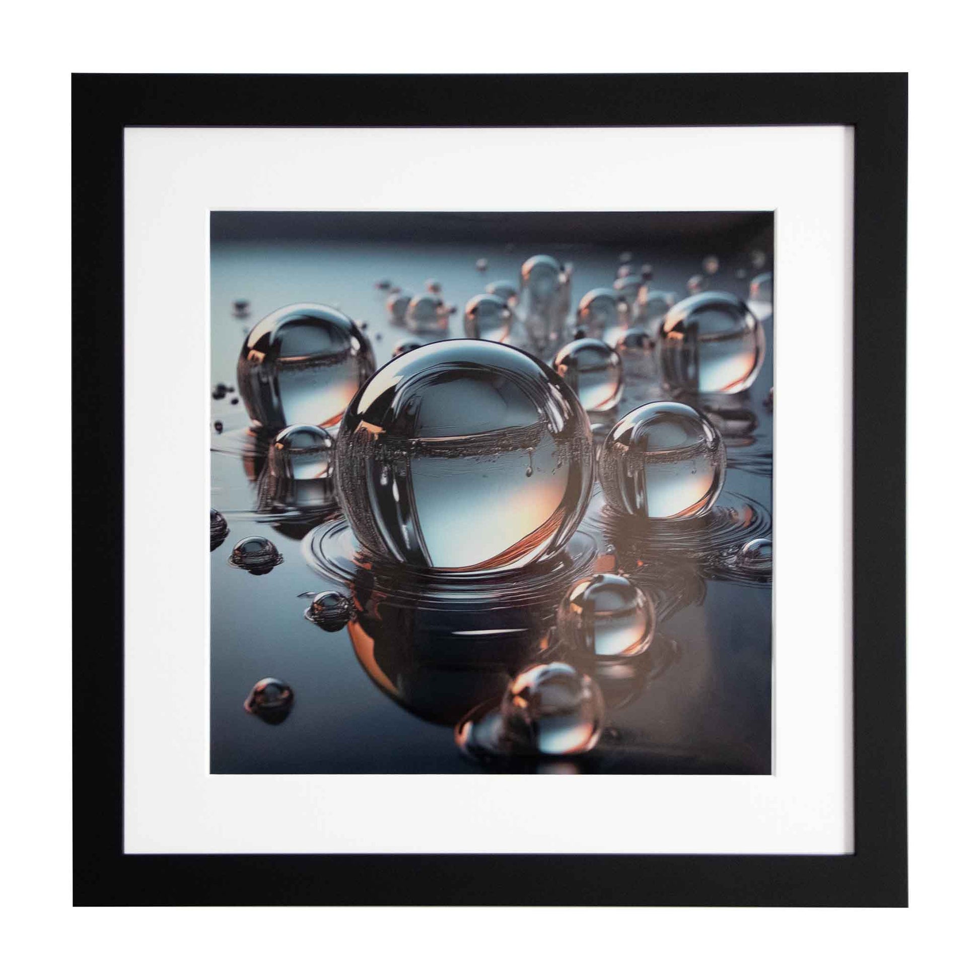 Large bubbles on surface water, a framed modern art print from the Ximago store